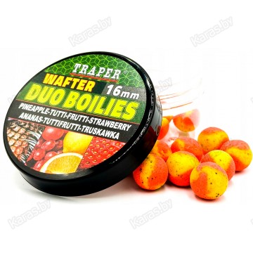 Бойлы Traper Duo Boilies Wafter 16 мм/40 г Ananas/Tutti-Frutti/Truskawka (Ананас/Тутти-фрутти/Клубника)